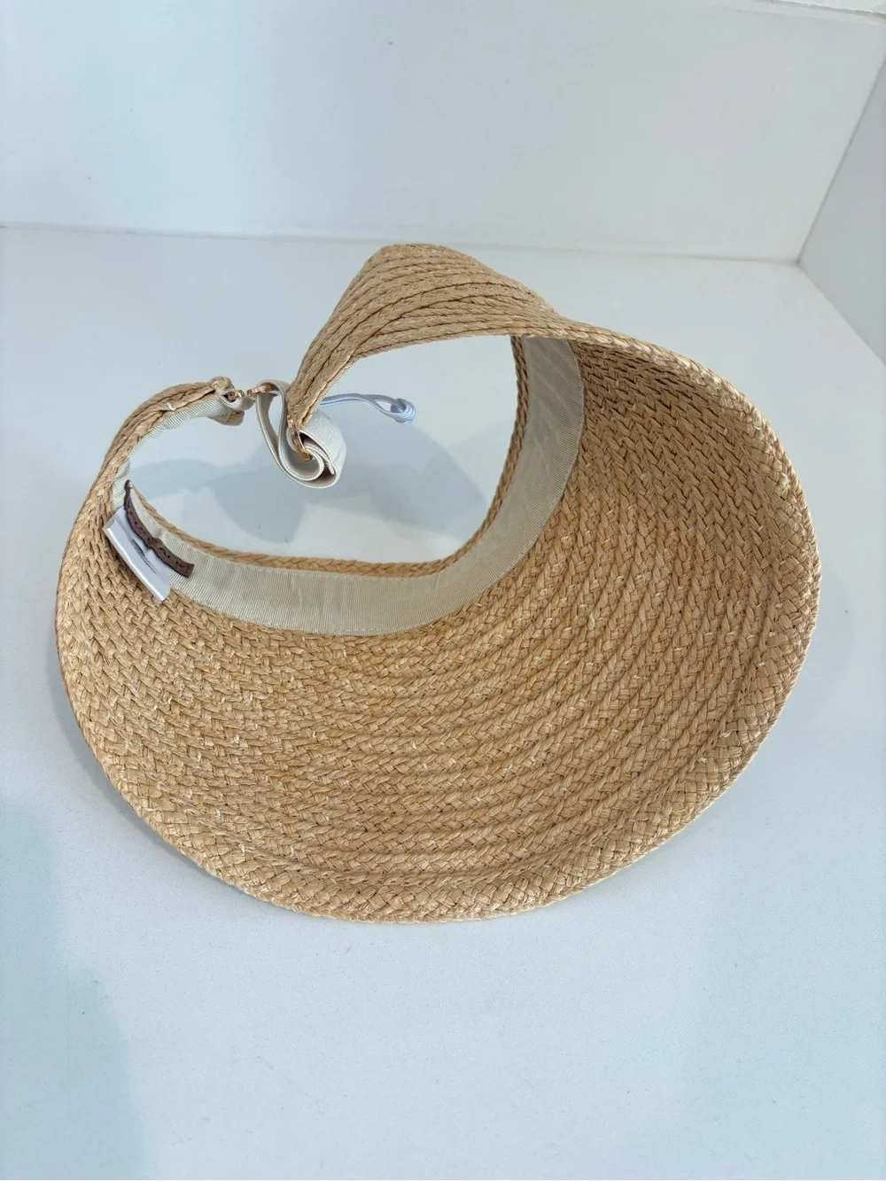Women’s Woven Straw Visor - Adjustable, Natural Color